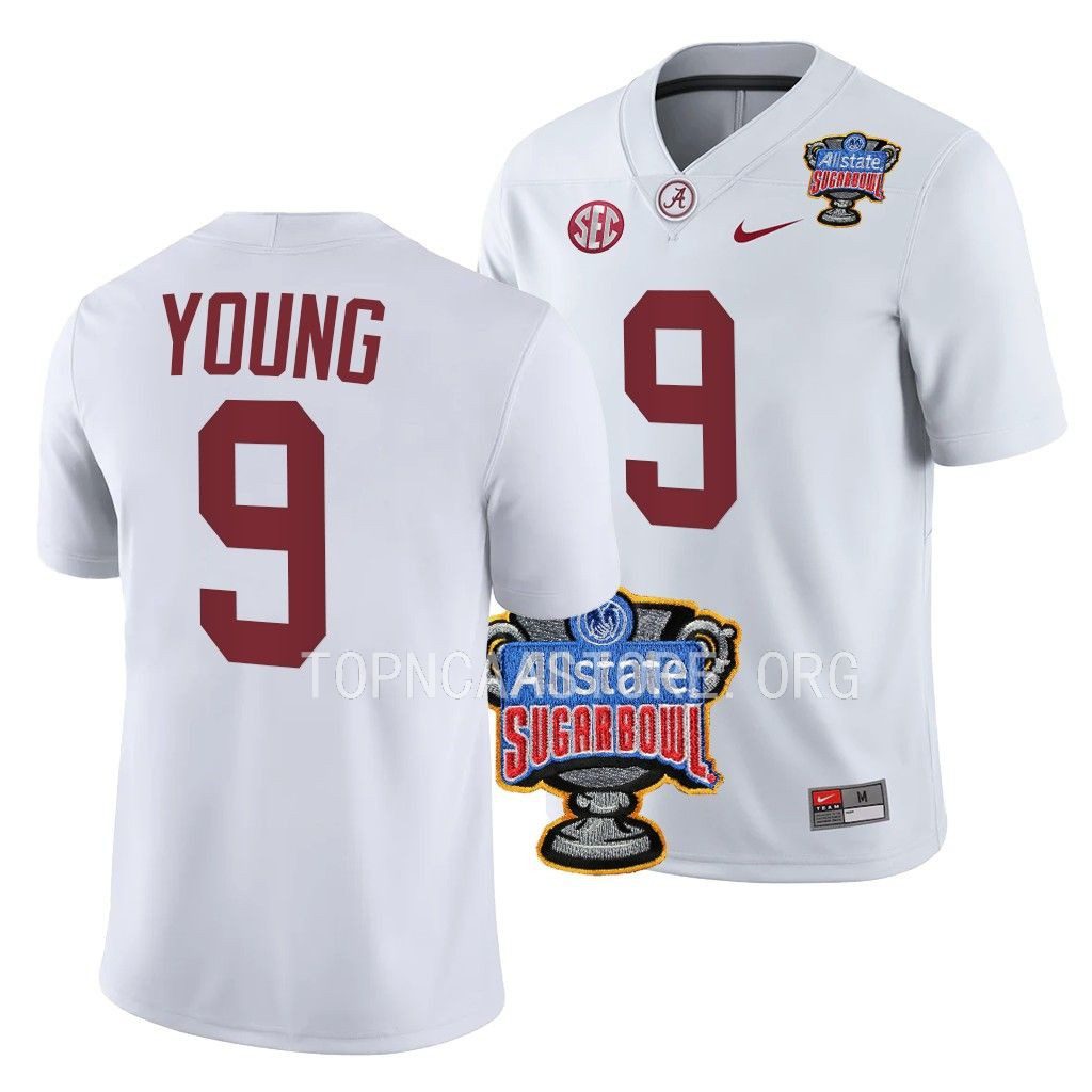Men's Alabama Crimson Tide Bryce Young #9 2022 Sugar Bowl White NCAA College Football Jersey